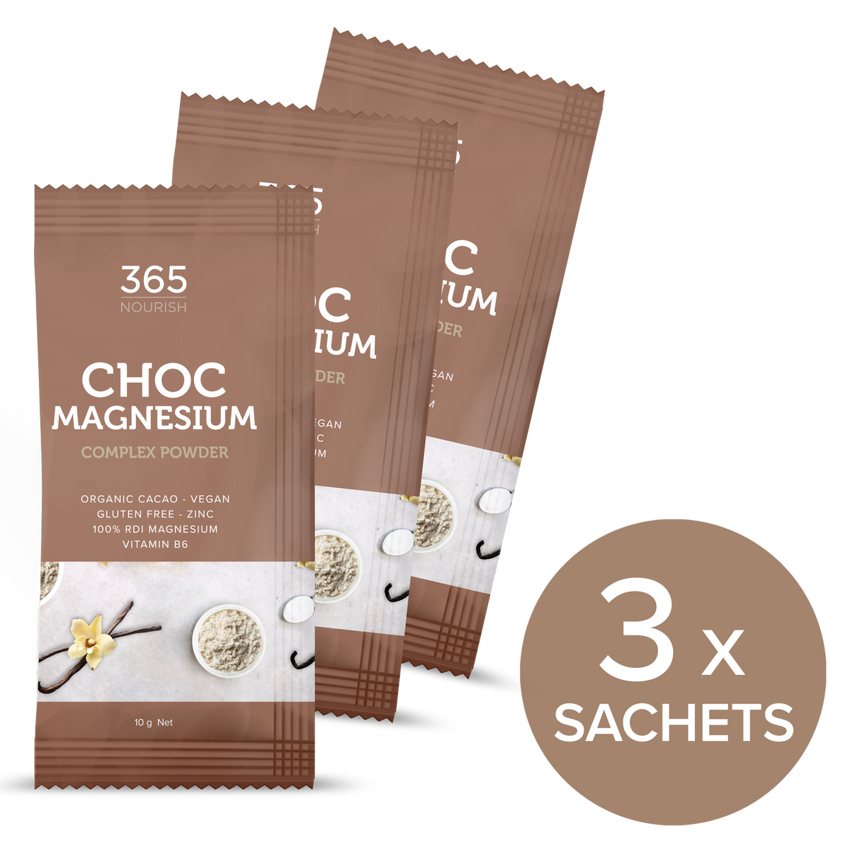 Chocolate Magnesium Complex Powder 3x 10g Sample pack