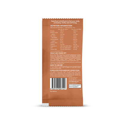 Caramelised Biscuit Magnesium Complex Powder 3x 10g Sample pack nutrition information panel