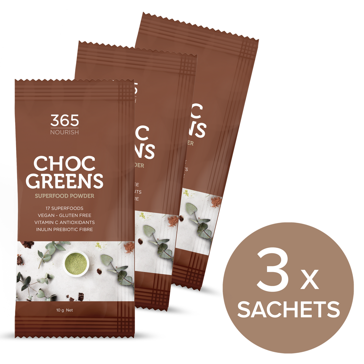 Chocolate Greens Superfood Powder 3x 10g Sample pack