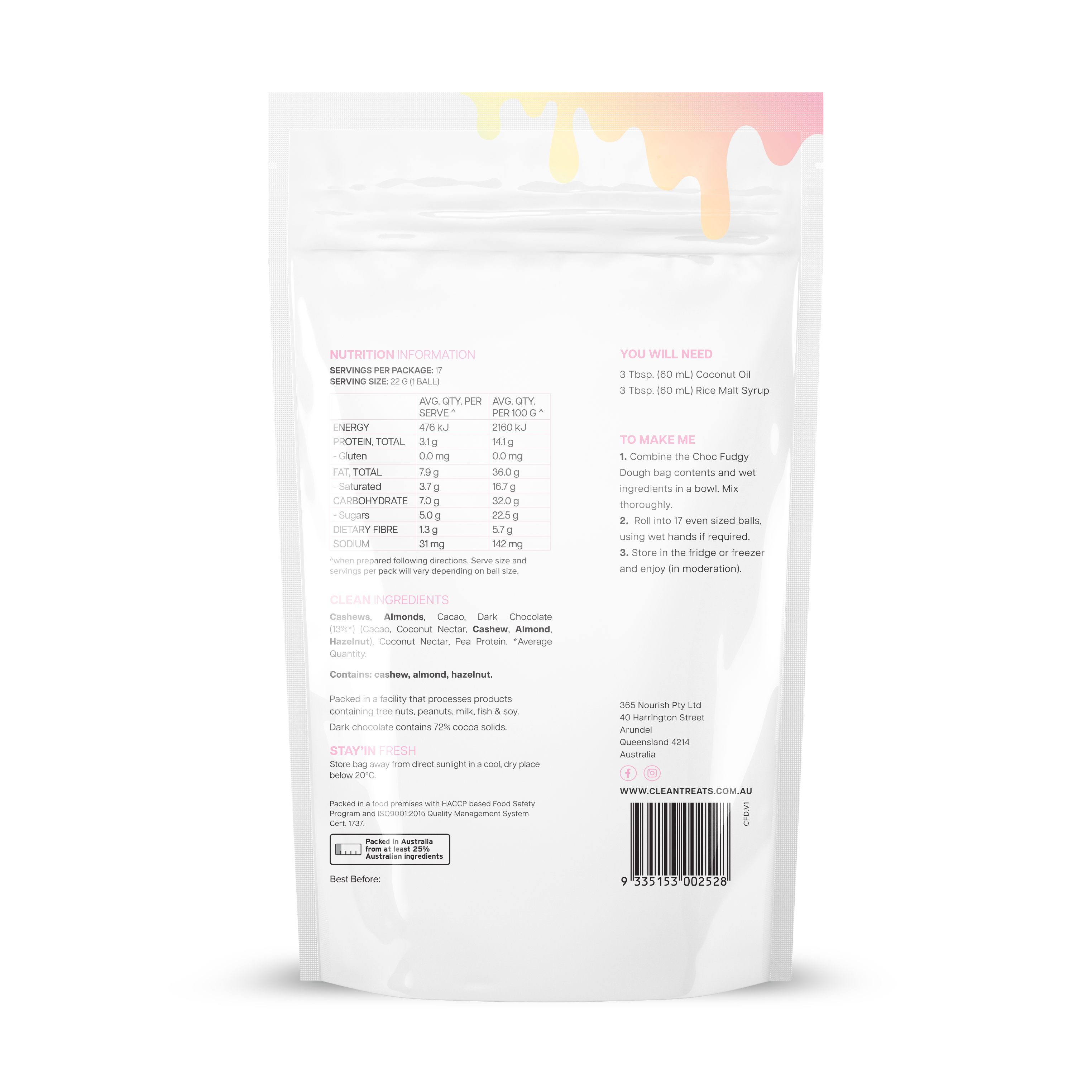 Ashy Bines Choc Fudgy Dough Treats 260g