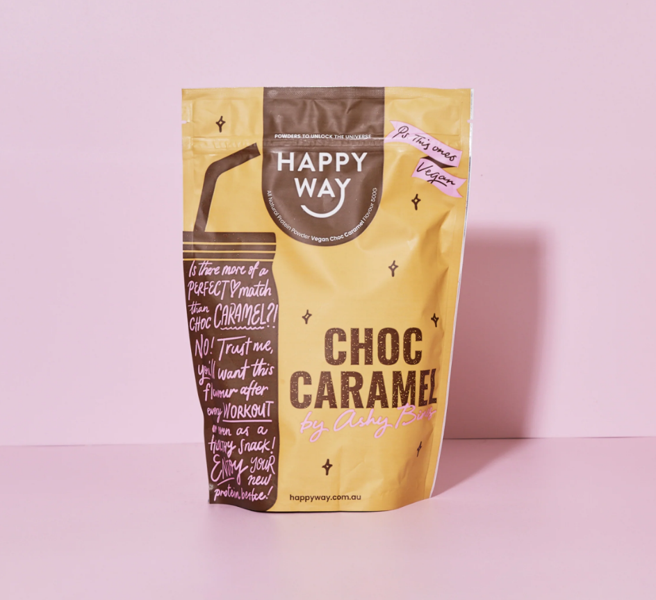 Happy Way Choc Caramel Vegan Protein Powder 500g