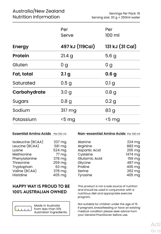 Happy Way Vanilla Vegan Protein Powder 500g